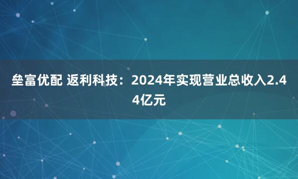 垒富优配 返利科技：2024年实现营业总收入2.44亿元