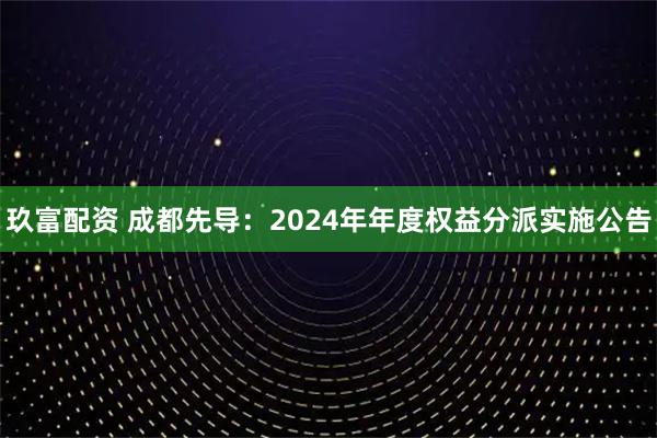 玖富配资 成都先导：2024年年度权益分派实施公告